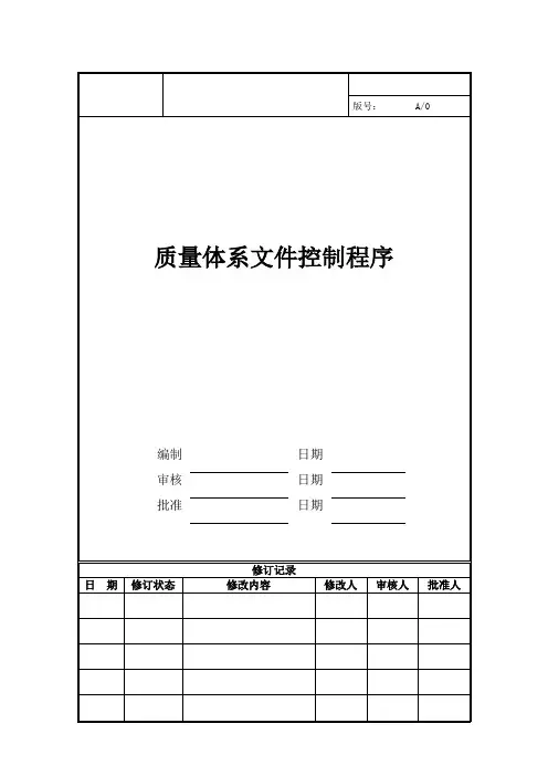 质量体系文件控制程序