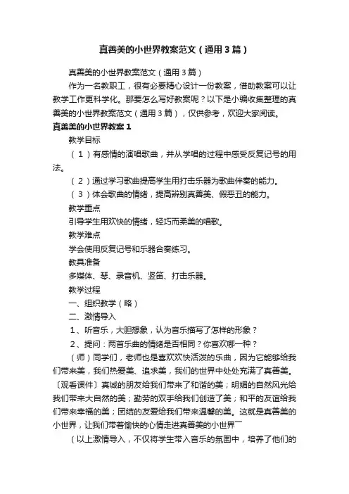 真善美的小世界教案范文（通用3篇）