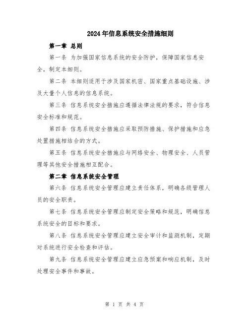 2024年信息系统安全措施细则