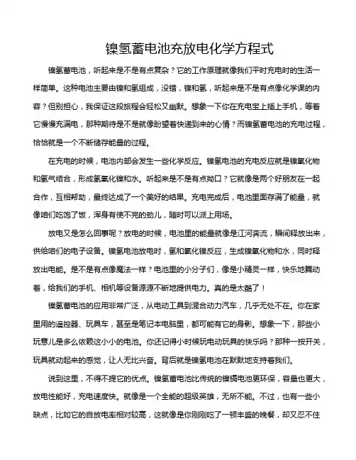 镍氢蓄电池充放电化学方程式