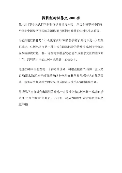 深圳红树林作文200字