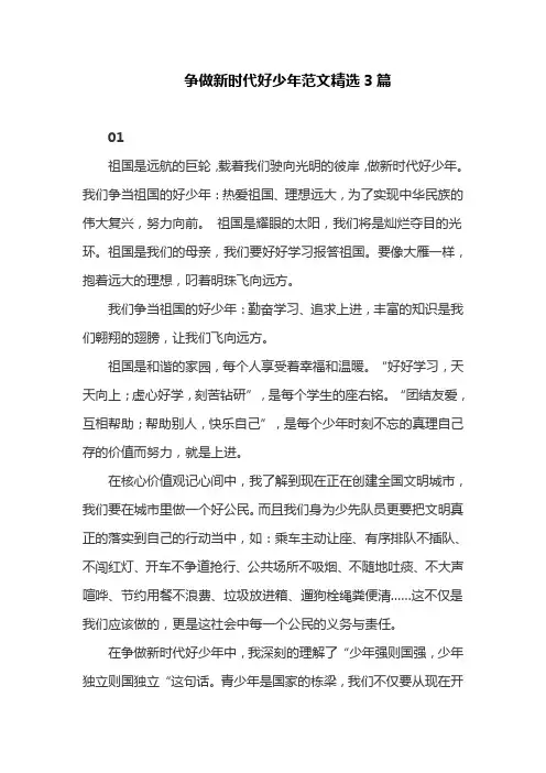 争做新时代好少年范文精选3篇