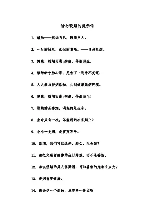请勿吸烟的提示语（四篇）