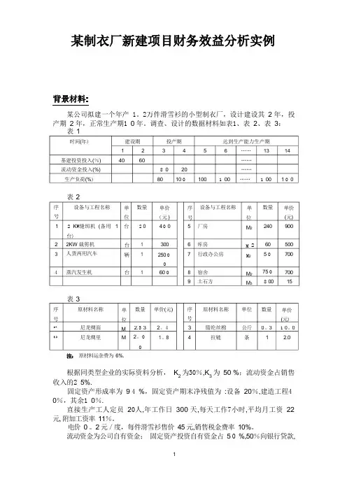 项目财务效益分析实例