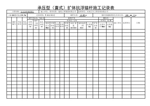 嚢式扩体抗浮锚杆施工记录表