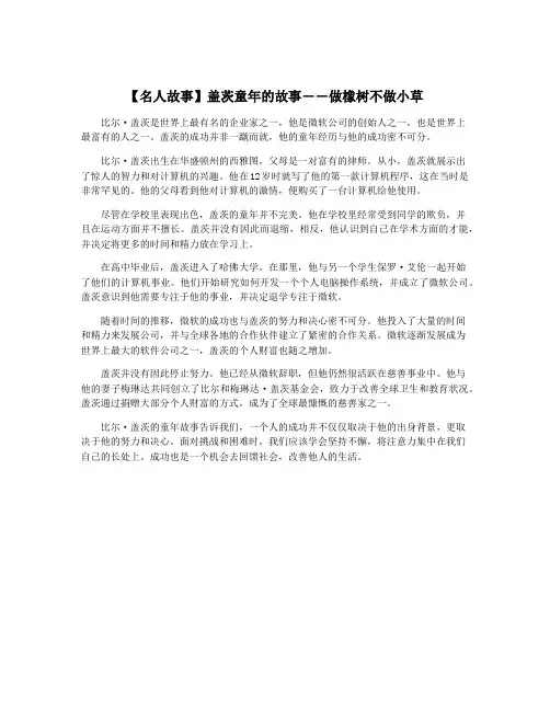【名人故事】盖茨童年的故事――做橡树不做小草