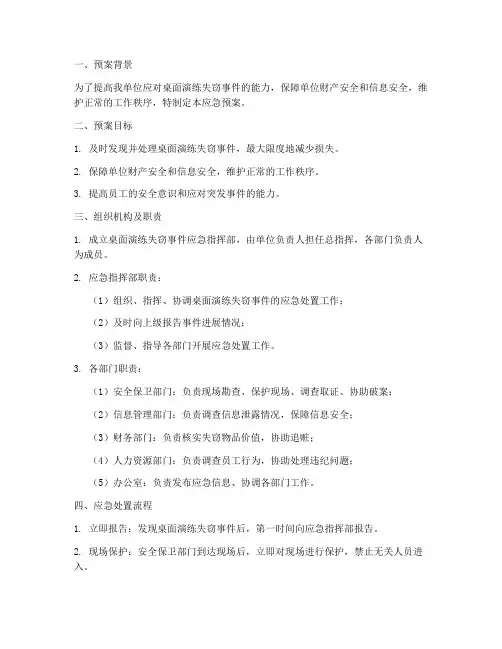 桌面演练失窃应急预案