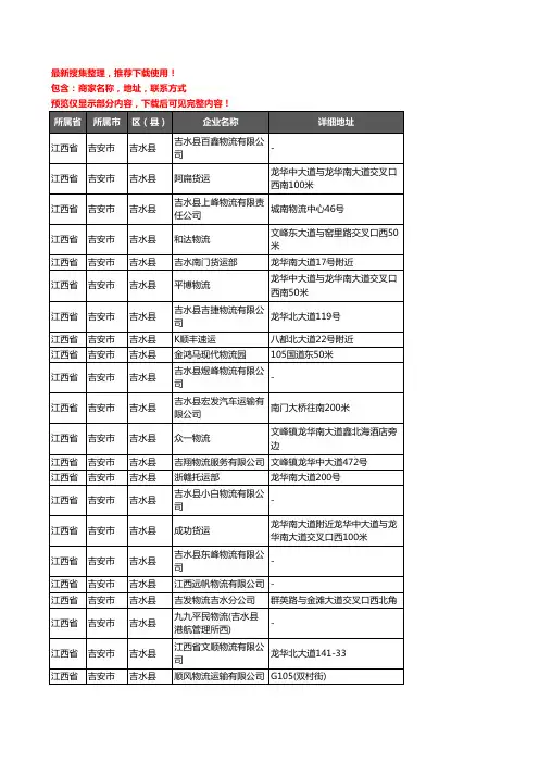 新版江西省吉安市吉水县托运企业公司商家户名录单联系方式地址大全30家