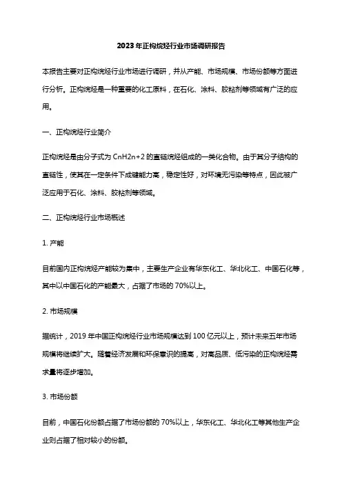 2023年正构烷烃行业市场调研报告