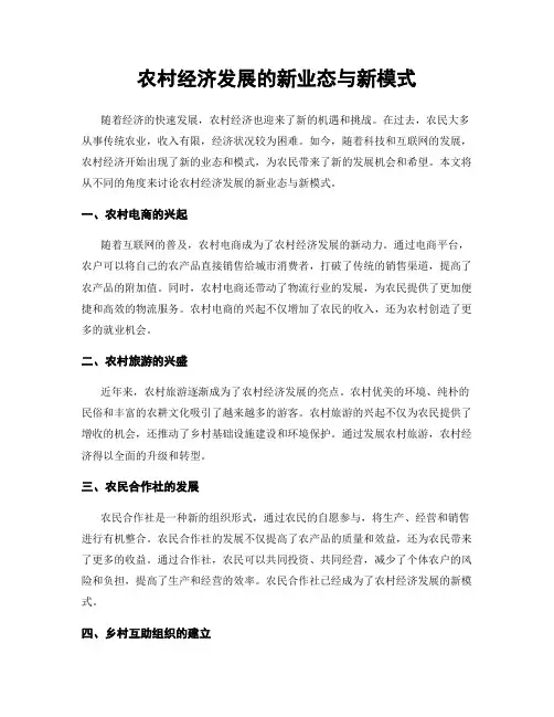 农村经济发展的新业态与新模式
