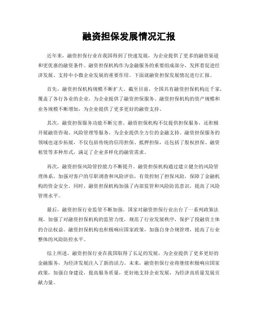 融资担保发展情况汇报