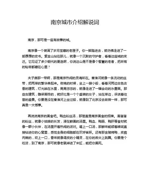 南京城市介绍解说词