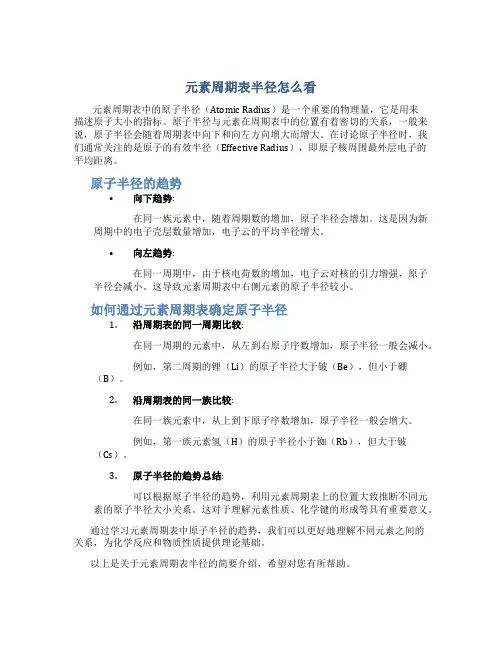 元素周期表半径怎么看