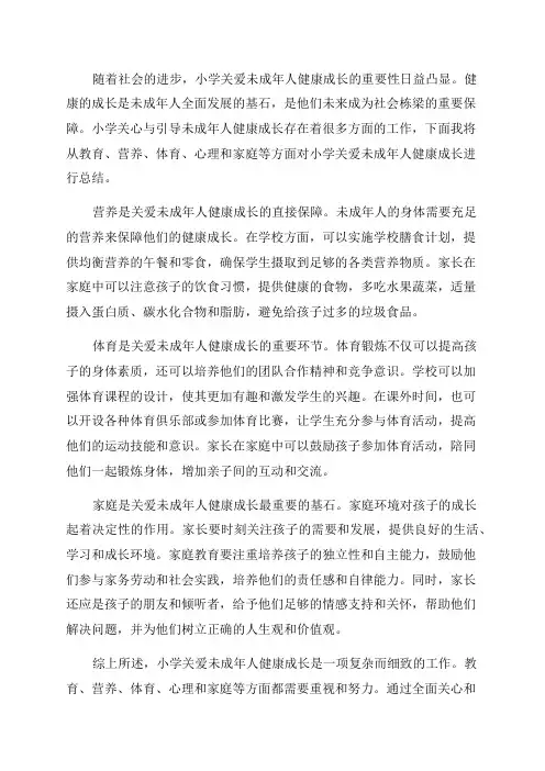 小学关爱未成年人健康成长总结