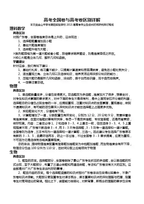 高考全国卷与高考卷区别详解