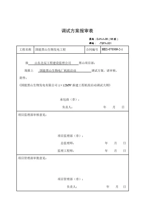 电厂调试大纲