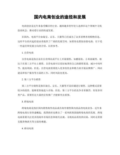 国内电商创业的途径和发展
