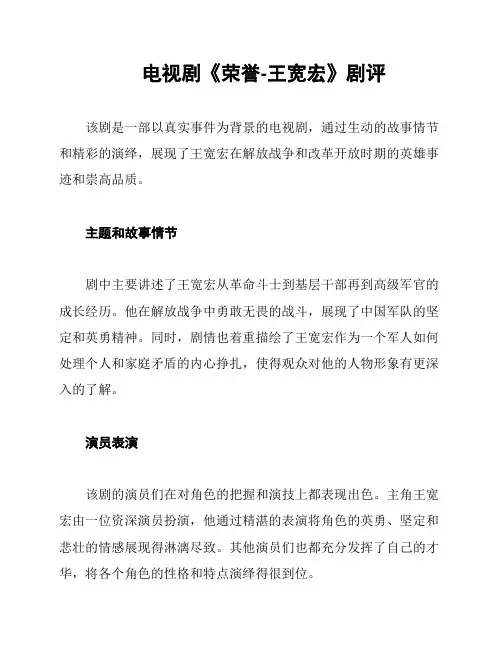 电视剧《荣誉-王宽宏》剧评