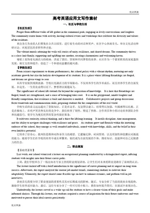2024届高考英语应用文话题作文素材(共四个话题)清单
