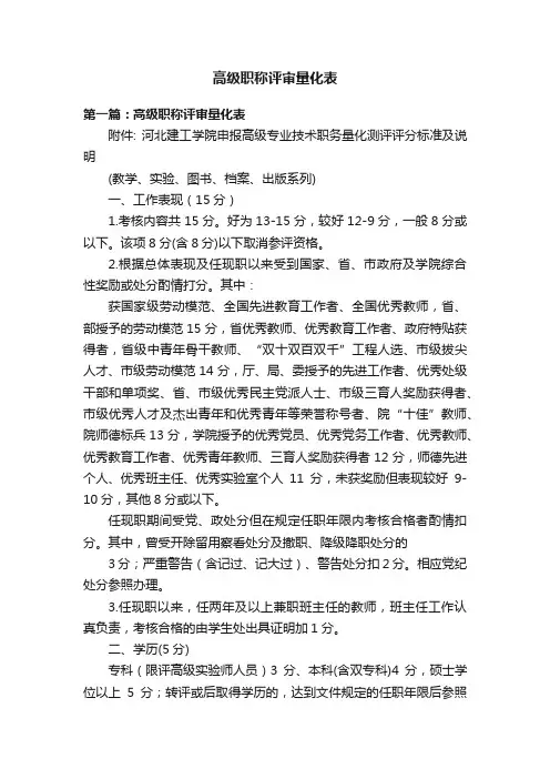 高级职称评审量化表