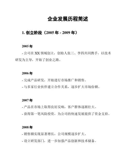 企业发展历程简述
