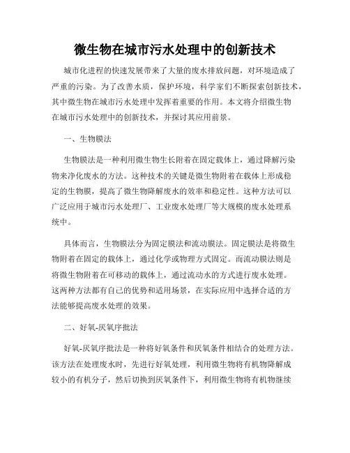 微生物在城市污水处理中的创新技术