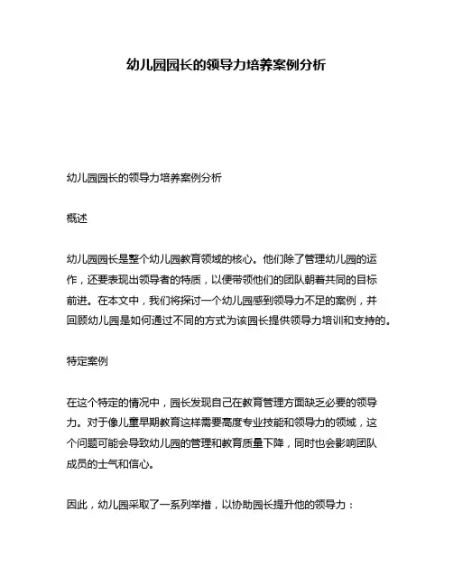 幼儿园园长的领导力培养案例分析