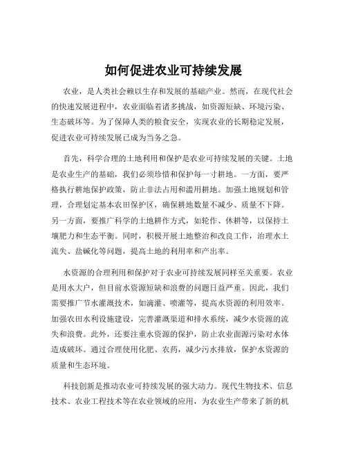 如何促进农业可持续发展