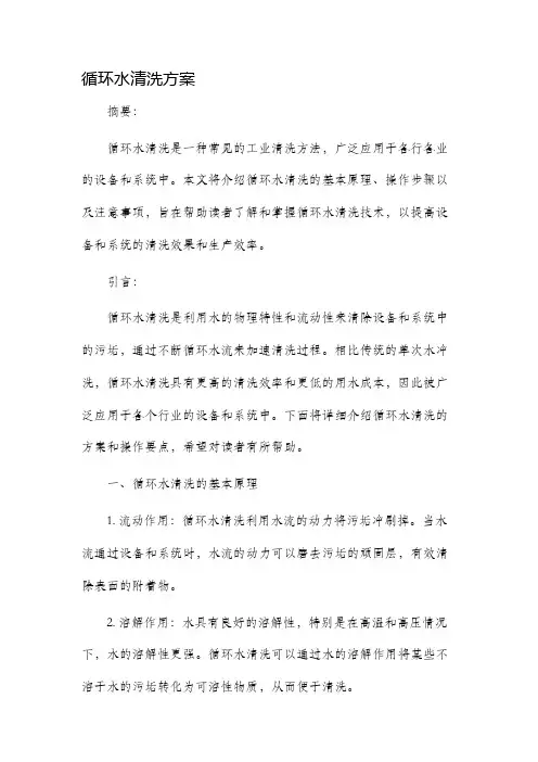 循环水清洗方案