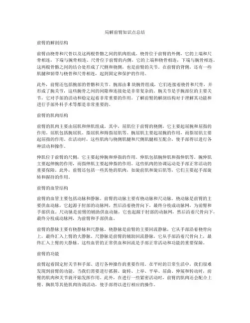 局解前臂知识点总结