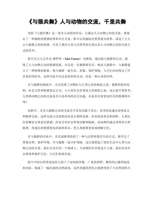 《与狼共舞》人与动物的交流,千里共舞