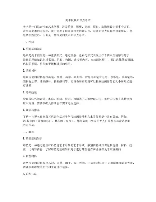 美术板块知识点总结