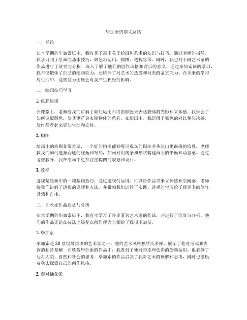 毕加索班期末总结