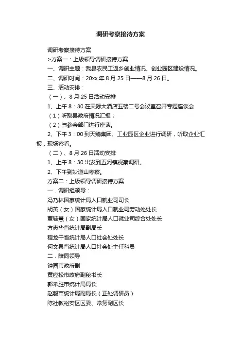 调研考察接待方案