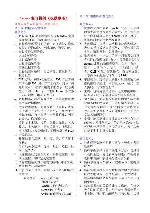 计算机二级数据库Access必备复习提纲
