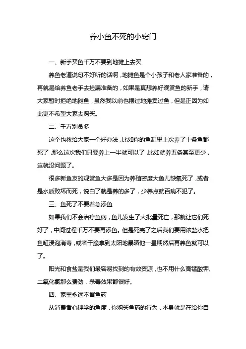 养小鱼不死的小窍门
