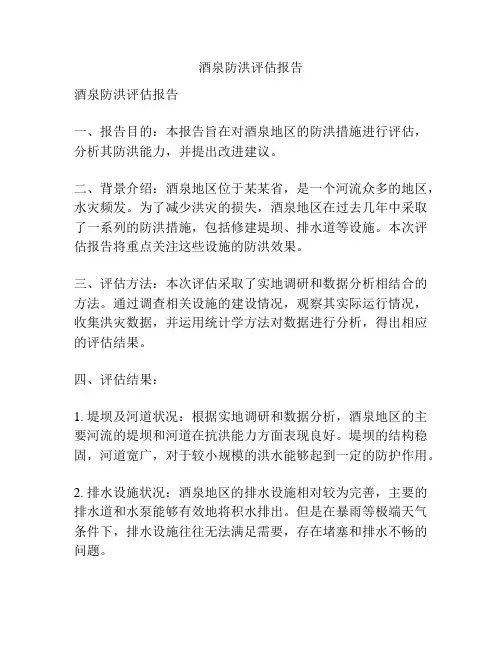 酒泉防洪评估报告