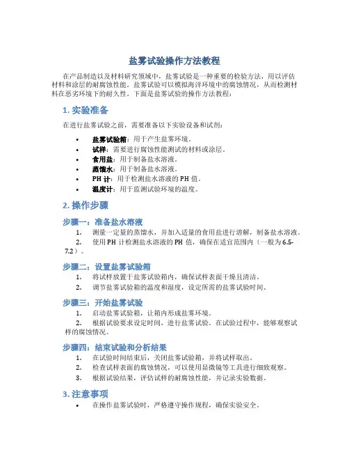 盐雾试验操作方法教程