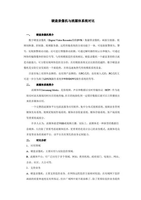 硬盘录像机与流媒体系统对比