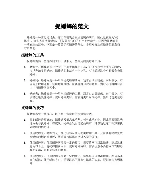 捉蟋蟀的范文