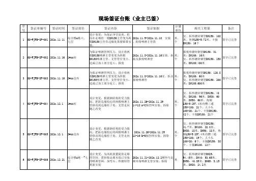 工程签证单签证台账