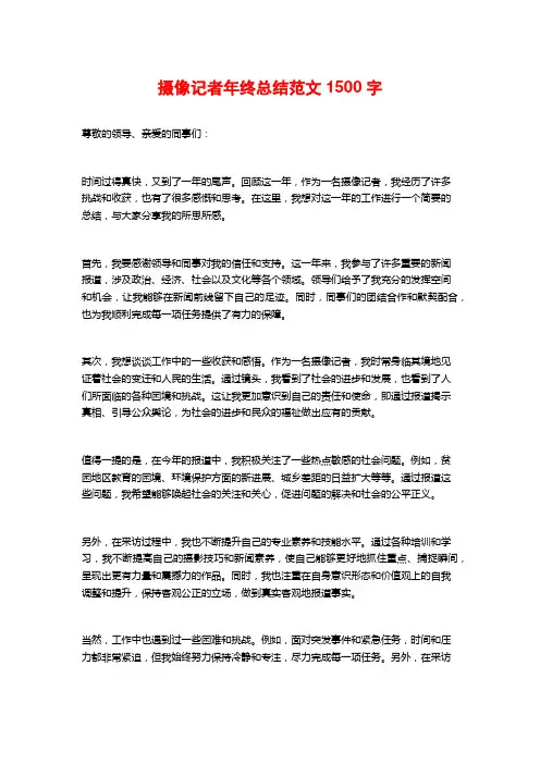 摄像记者年终总结范文