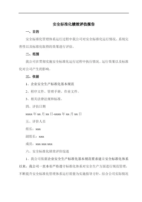 3安全标准化绩效评估报告