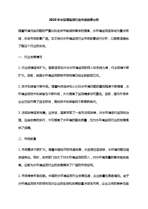 2023年水环境监测行业市场前景分析
