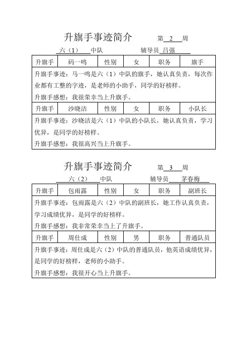 升旗手事迹简介第2周