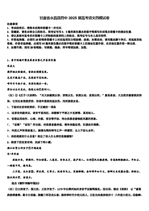 甘肃省永昌县四中2025届高考语文四模试卷含解析