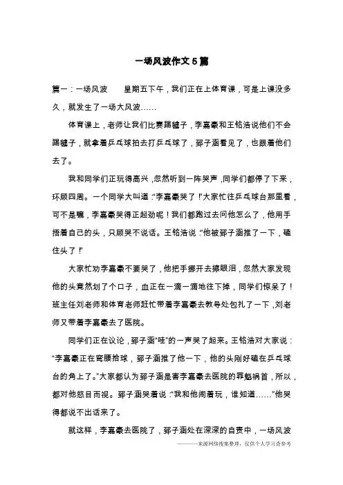 一场风波作文5篇