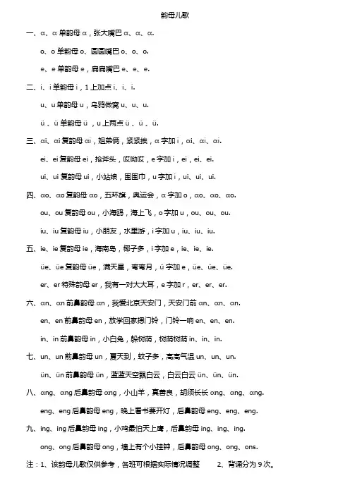 学前教育韵母儿歌--快速学会韵母