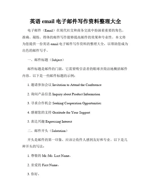 英语email电子邮件写作资料整理大全
