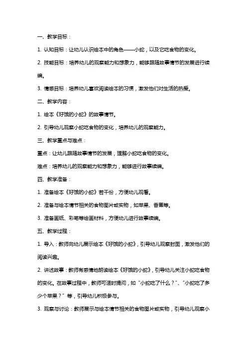 小班绘本好饿的小蛇教案说课稿